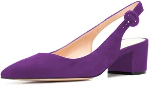 YDN Women Classic Chunky Block Mid Heels Slingback Pumps Comfortable Office Ladies Formal Shoes