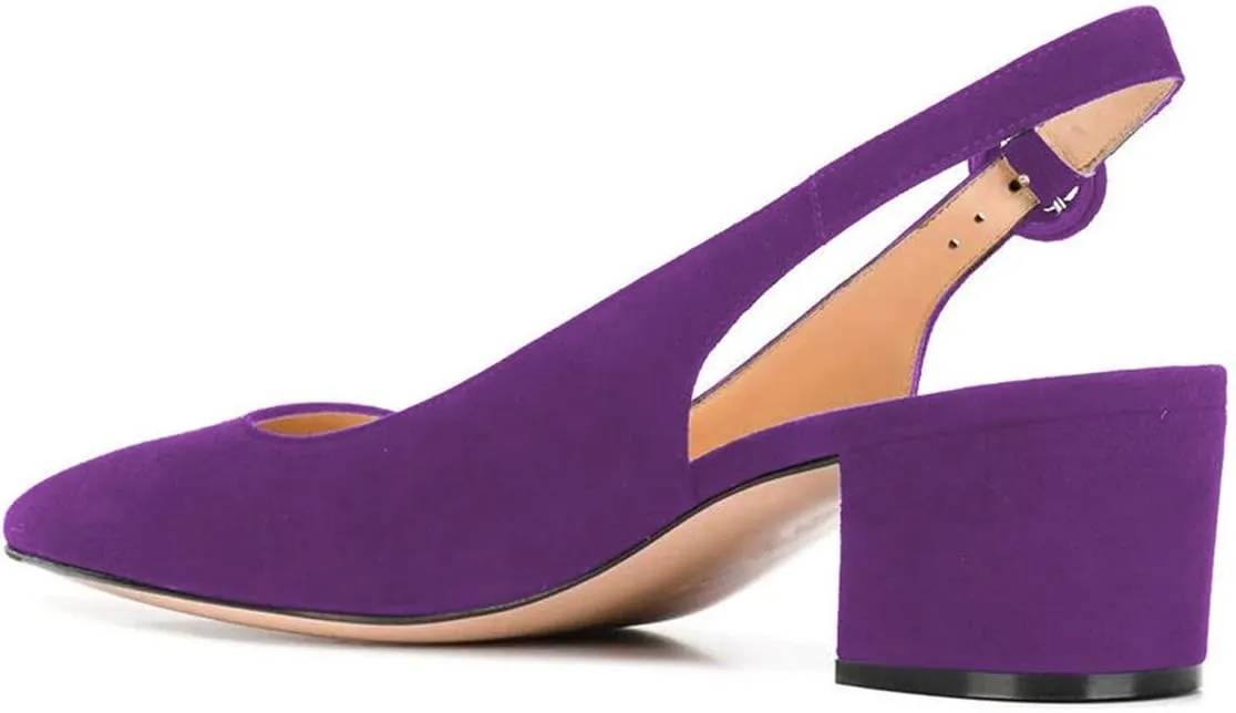 YDN Women Classic Chunky Block Mid Heels Slingback Pumps Comfortable Office Ladies Formal Shoes
