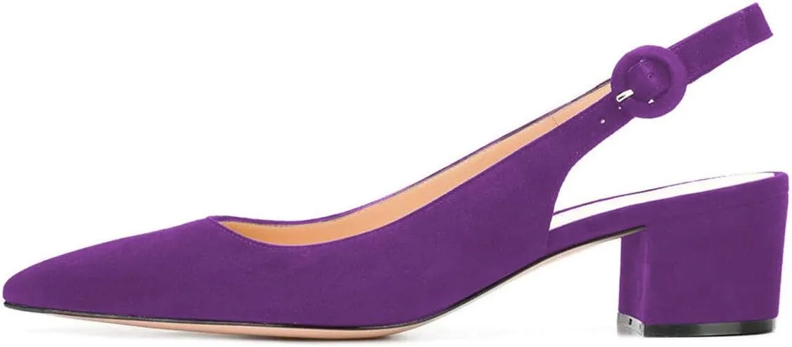 YDN Women Classic Chunky Block Mid Heels Slingback Pumps Comfortable Office Ladies Formal Shoes