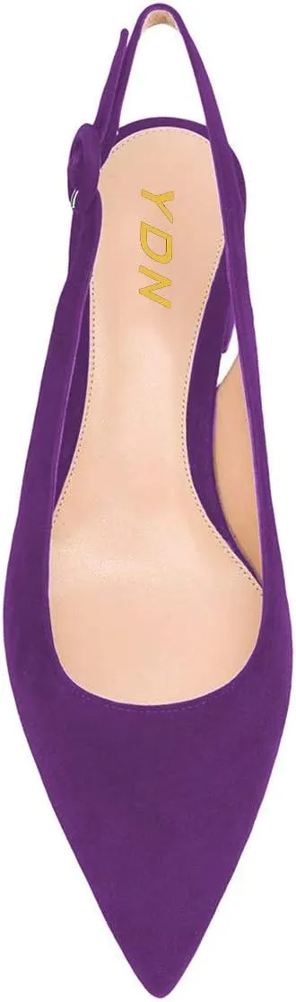 YDN Women Classic Chunky Block Mid Heels Slingback Pumps Comfortable Office Ladies Formal Shoes