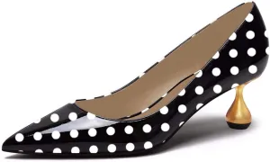 YDN Women's Classic Pointy Closed Toe Low Heel Pumps Slip On Metal Heels Versatile Working Daily Shoes Size 4-16 US