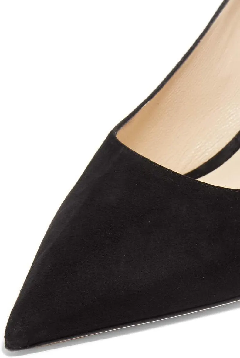 YDN Women's Classic Pointy Closed Toe Low Heel Pumps Slip On Metal Heels Versatile Working Daily Shoes Size 4-16 US