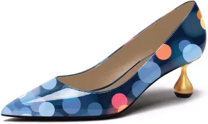YDN Women's Classic Pointy Closed Toe Low Heel Pumps Slip On Metal Heels Versatile Working Daily Shoes Size 4-16 US