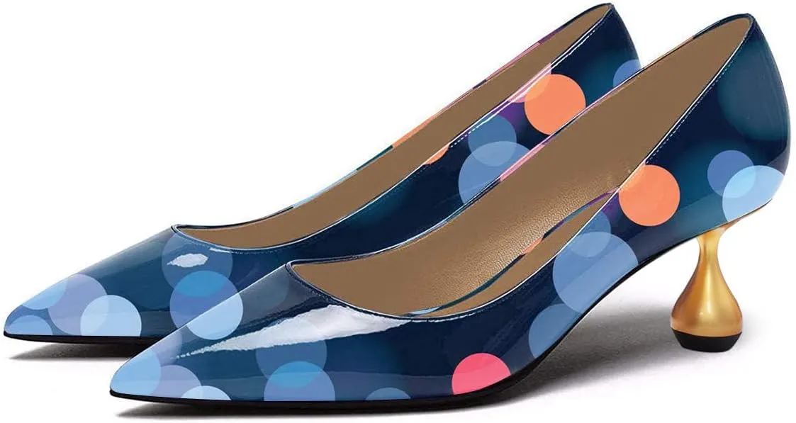 YDN Women's Classic Pointy Closed Toe Low Heel Pumps Slip On Metal Heels Versatile Working Daily Shoes Size 4-16 US