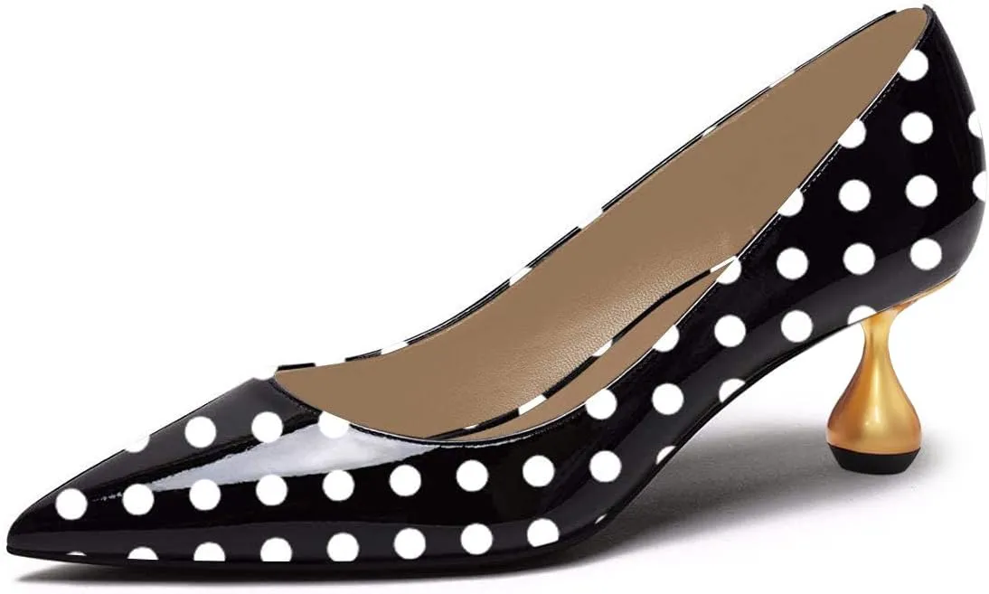 YDN Women's Classic Pointy Closed Toe Low Heel Pumps Slip On Metal Heels Versatile Working Daily Shoes Size 4-16 US