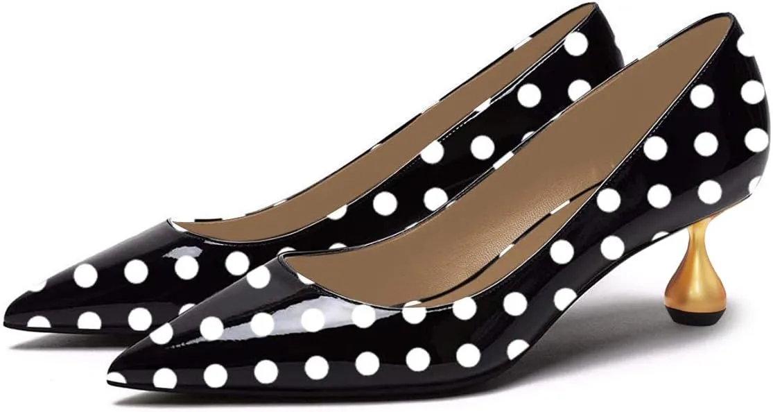 YDN Women's Classic Pointy Closed Toe Low Heel Pumps Slip On Metal Heels Versatile Working Daily Shoes Size 4-16 US
