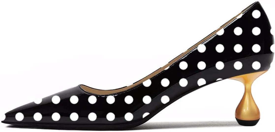 YDN Women's Classic Pointy Closed Toe Low Heel Pumps Slip On Metal Heels Versatile Working Daily Shoes Size 4-16 US