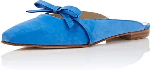 YDN Women's Comfortable Pointed Toe Flats Mules Backless Slide Sandals Classic Slip on Pumps Bowknots Suede Beach Daily Shoes