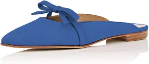 YDN Women's Comfortable Pointed Toe Flats Mules Backless Slide Sandals Classic Slip on Pumps Bowknots Suede Beach Daily Shoes