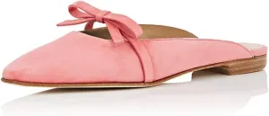 YDN Women's Comfortable Pointed Toe Flats Mules Backless Slide Sandals Classic Slip on Pumps Bowknots Suede Beach Daily Shoes
