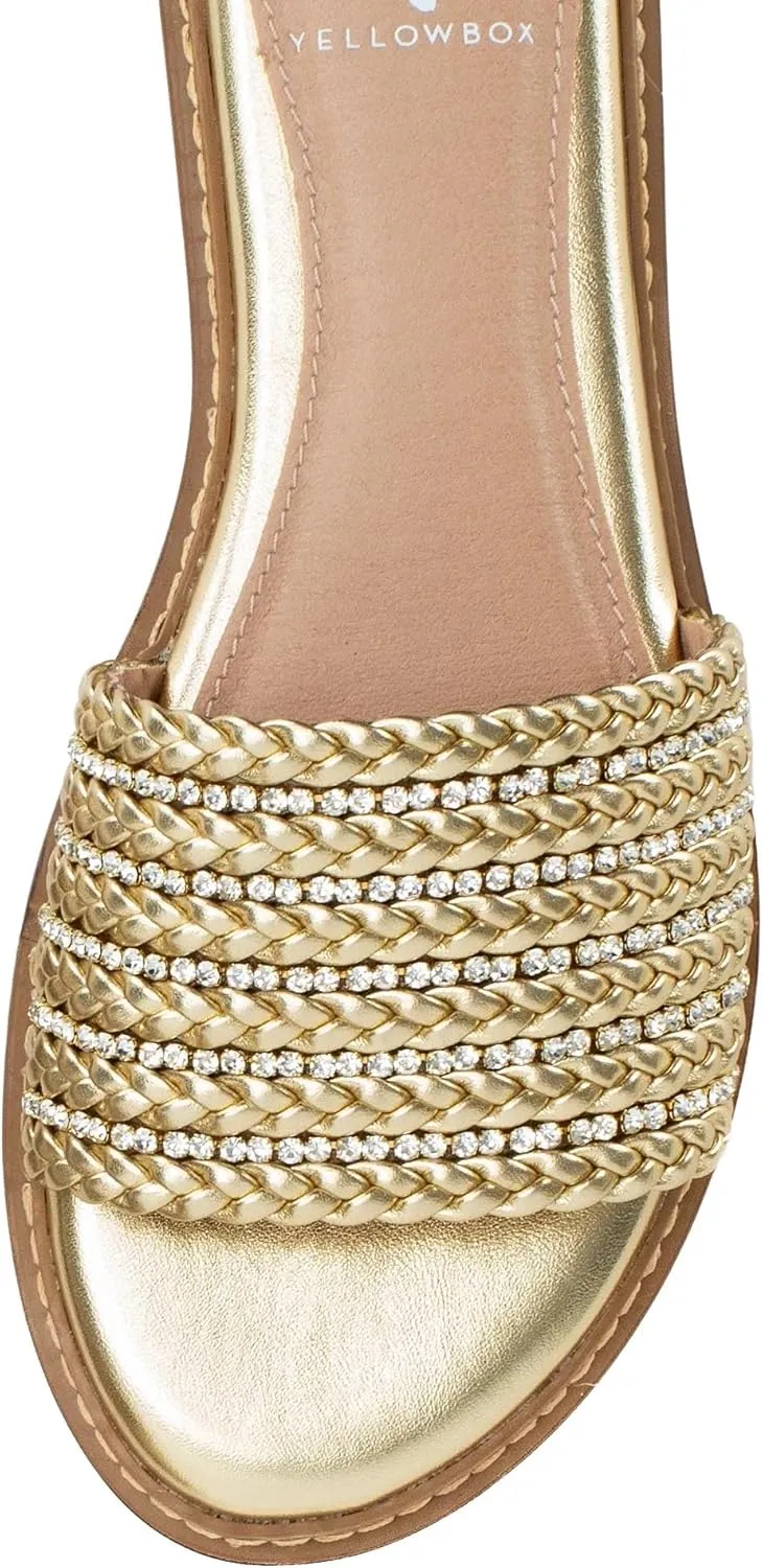Yellow Box Women's Lasky Slide Sandal with Rhinestones, Almond Toe Comfortable Flip-Flop