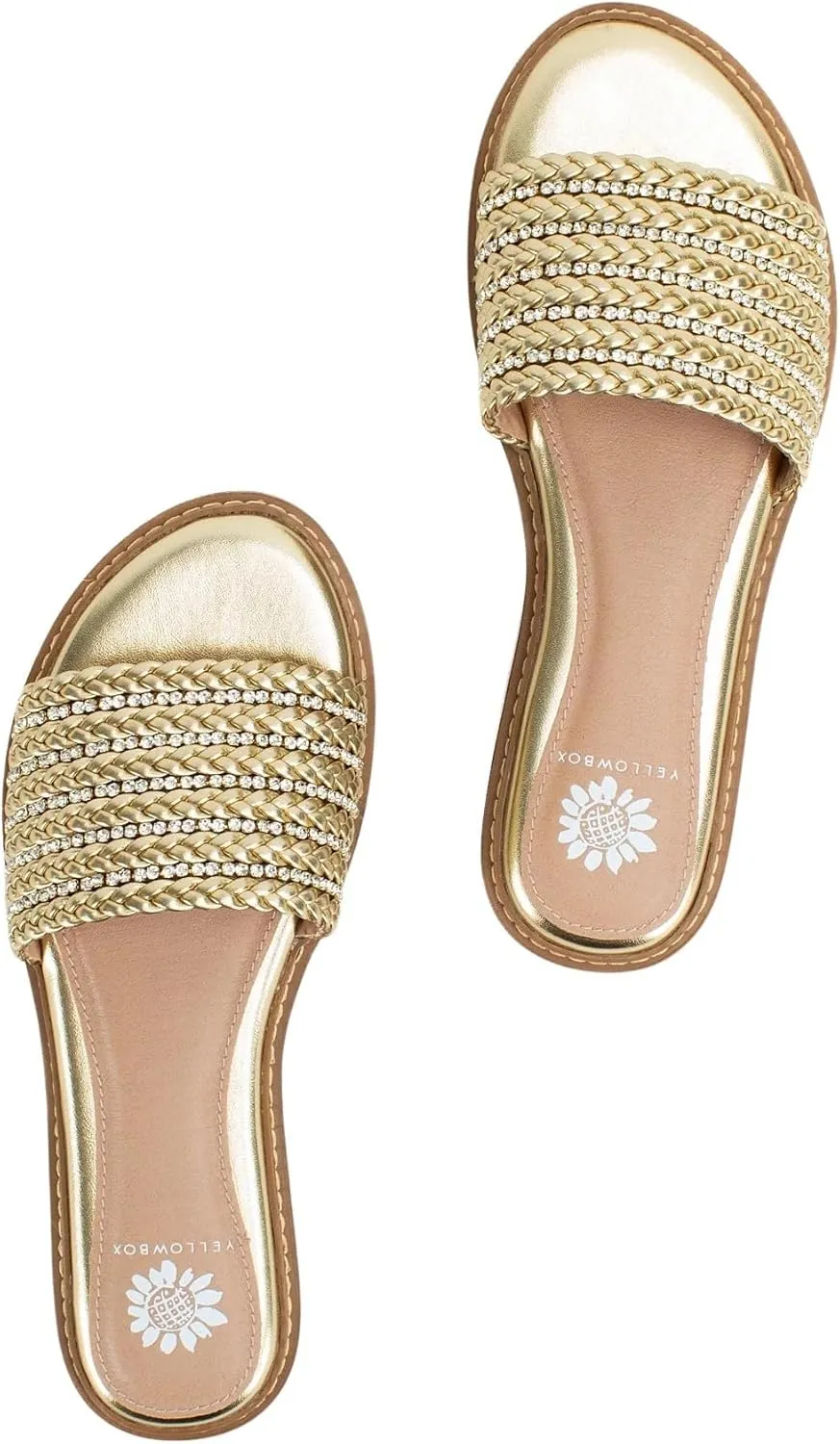 Yellow Box Women's Lasky Slide Sandal with Rhinestones, Almond Toe Comfortable Flip-Flop