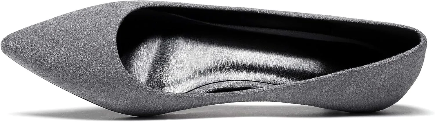 YODEKS Women's Kitten Heel Pumps Pointed Toe Low Heels Slip On Fashion Dress Shoes 1.5 Inch