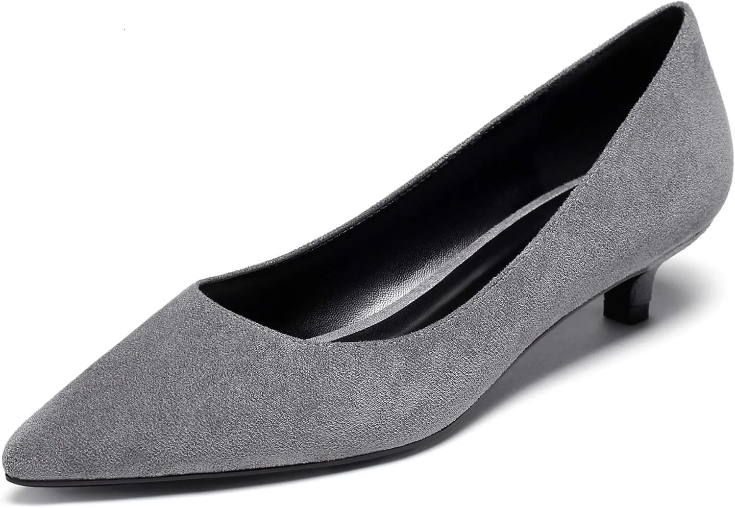 YODEKS Women's Kitten Heel Pumps Pointed Toe Low Heels Slip On Fashion Dress Shoes 1.5 Inch