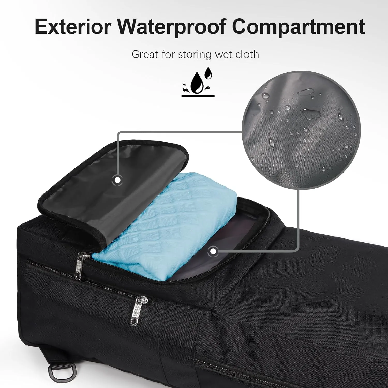 Yoga Mat Bag Carrier Side Mesh Zipper Pocket Waterproof Wet Compartment Lightweight Yoga Bag for Mat