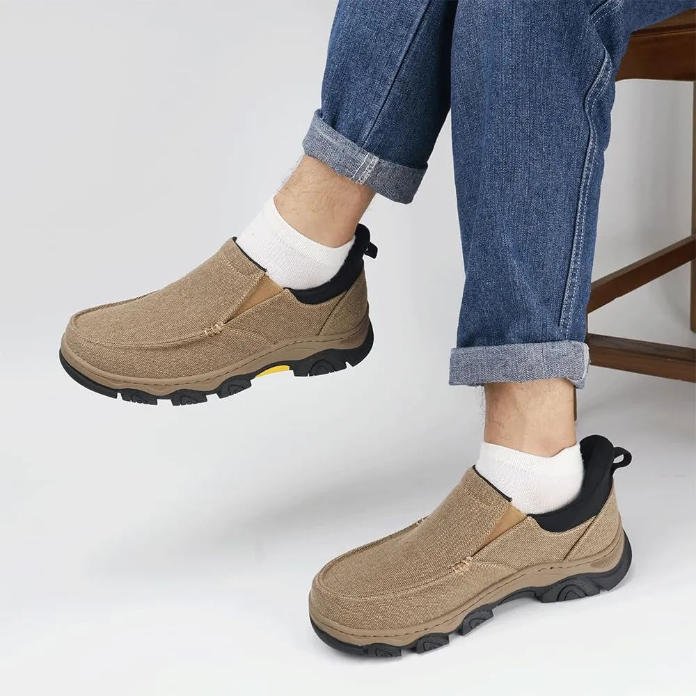 YONGJIA Mens Hands Free Slip in Loafers Walking Slip on Canvas Casual Comfortable Breathable Shoes