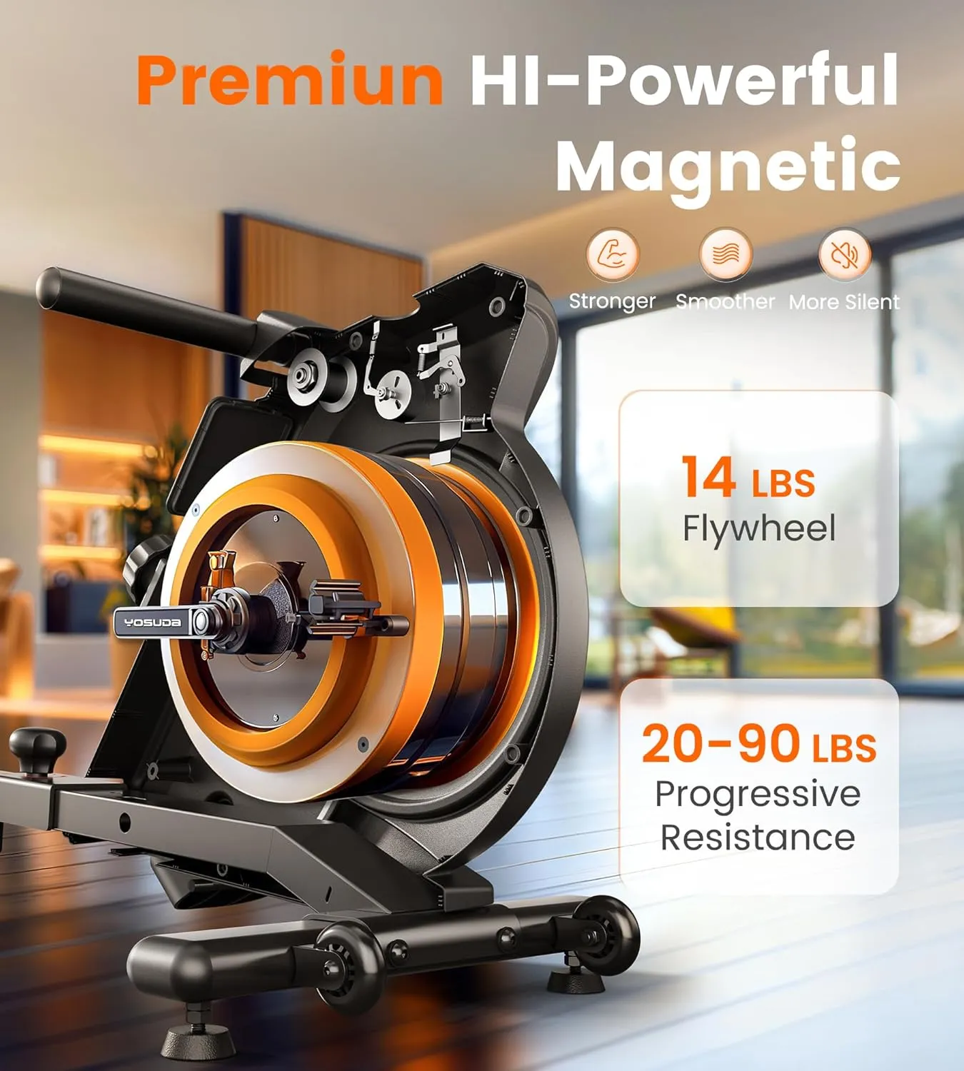 YOSUDA Magnetic/Water Rowing Machine 350 LB Weight Capacity - Rower Machine for Home Use with Bluetooth, App Supported, Tablet Holder and Comfortable Seat Cushion