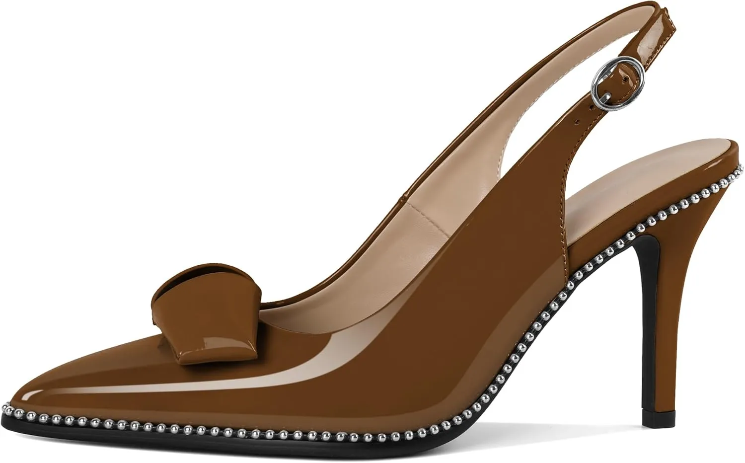 Zamikoo Slingback Heels for Women Pointed Toe Slip On Stilettos High Heel Pumps Shoes Dressy 3 Inches