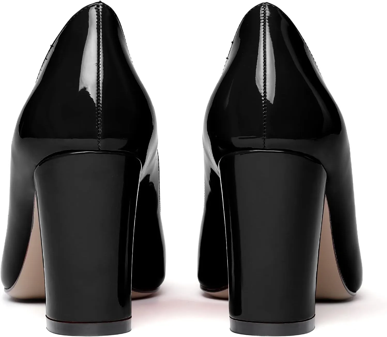 Zamikoo Women's Chunky Heel Pumps Pointy Toe Slip On Classic High Heel Shoes 3.35 Inches