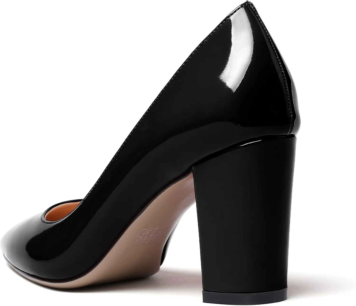 Zamikoo Women's Chunky Heel Pumps Pointy Toe Slip On Classic High Heel Shoes 3.35 Inches