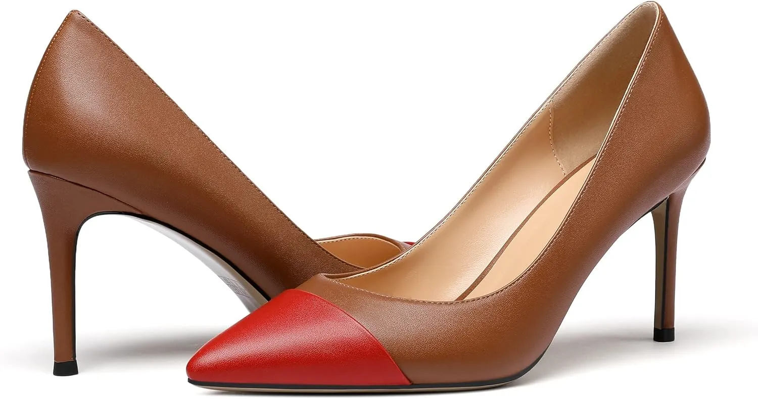 Zamikoo Women's Pointed Toe Classic Pumps Slip On Stiletto Heel Dress Shoes 85mm