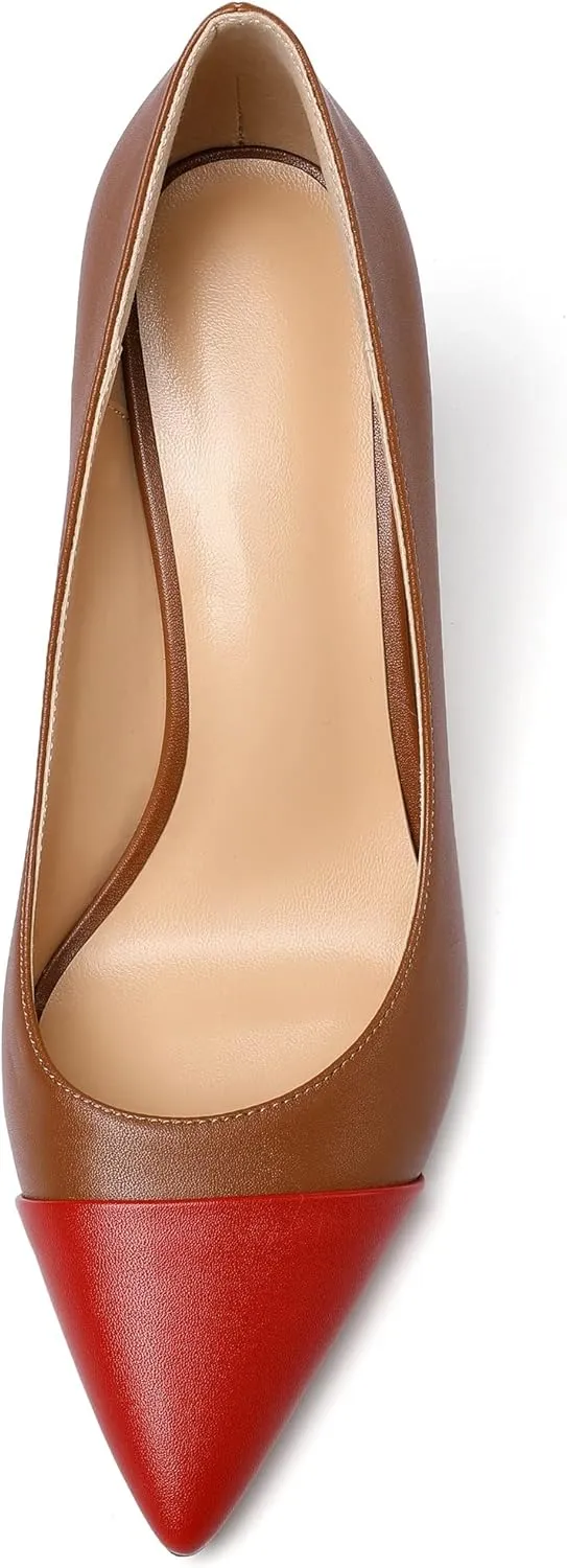 Zamikoo Women's Pointed Toe Classic Pumps Slip On Stiletto Heel Dress Shoes 85mm