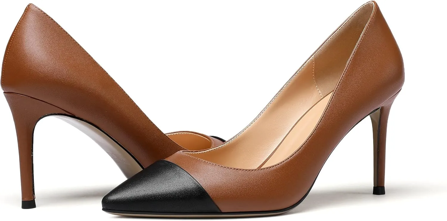 Zamikoo Women's Pointed Toe Classic Pumps Slip On Stiletto Heel Dress Shoes 85mm