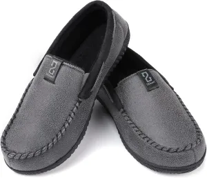 Zizor Men's Microsuede Moccasin Slippers with Comfy Memory Foam, Closed Back House Shoes Indoor Outdoor Durable Rubber Sole