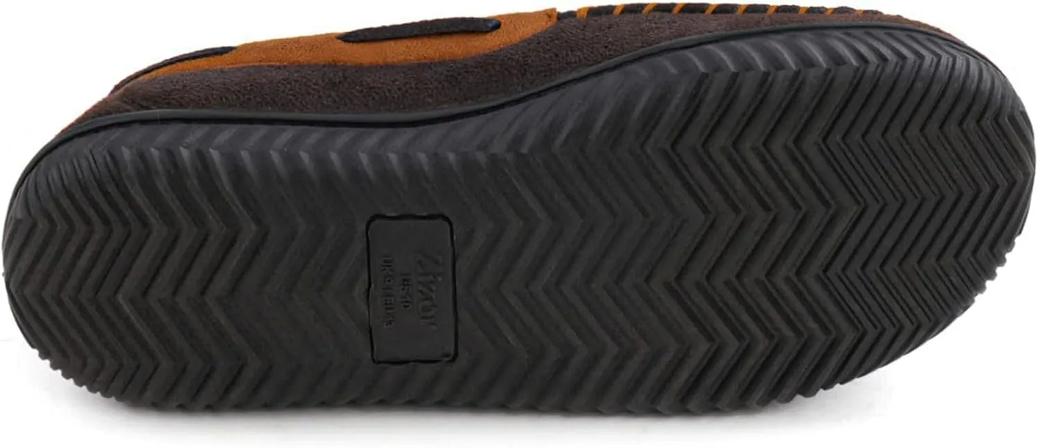 Zizor Men's Microsuede Moccasin Slippers with Comfy Memory Foam, Closed Back House Shoes Indoor Outdoor Durable Rubber Sole